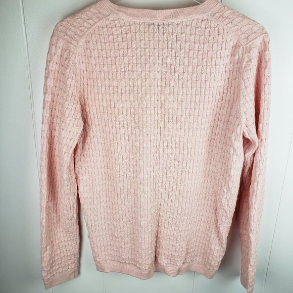 TOMMY HILFIGER Pink Knit V-Neck Pullover Sweater - Picture 6 of 7